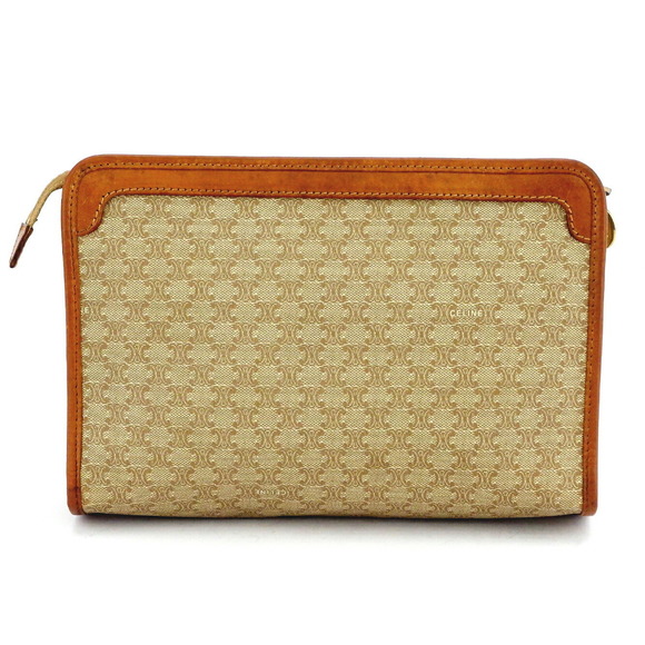 Celine beige clutch macadam bag leather brown pouch - Picture 1 of 6